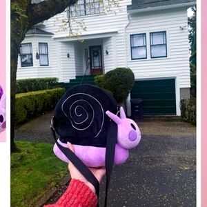 RARE Black and Purple Snail Plush Purse Snurse Anime